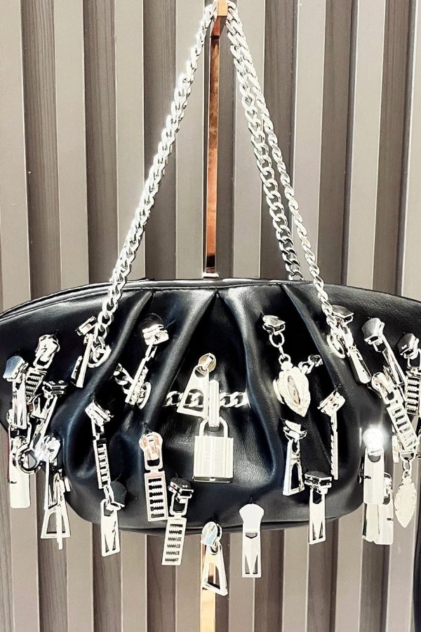 Weirdcore Zipper Charm Shoulder Bag