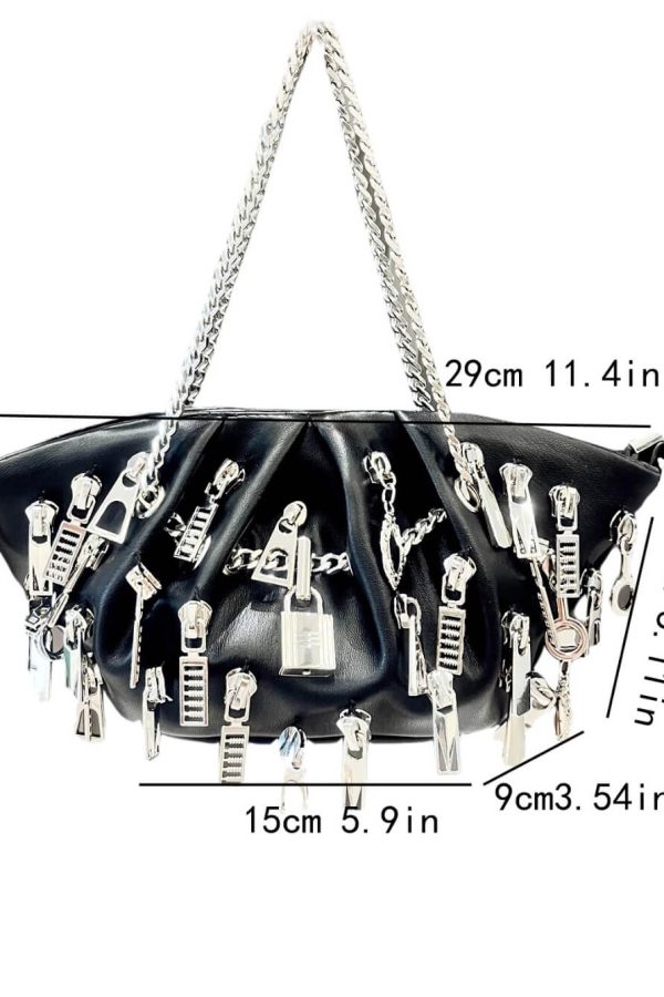 Weirdcore Zipper Charm Shoulder Bag