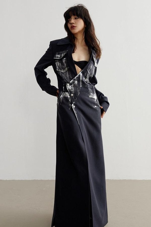 White Distressed Long Blazer