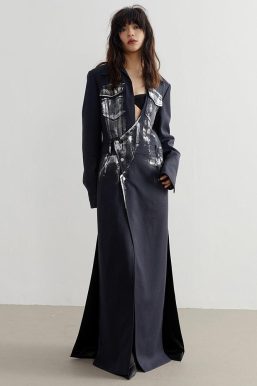 White Distressed Long Blazer