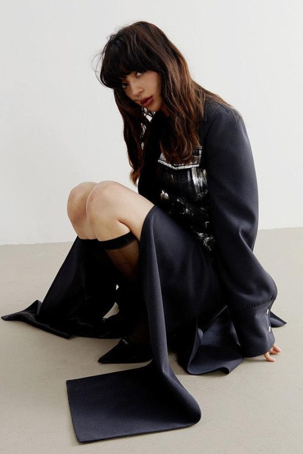 White Distressed Long Blazer