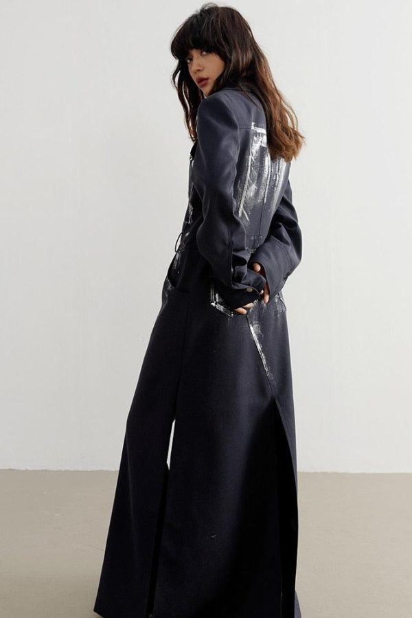 White Distressed Long Blazer