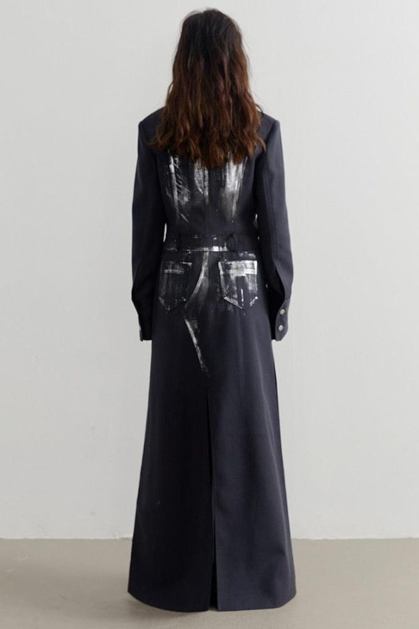 White Distressed Long Blazer