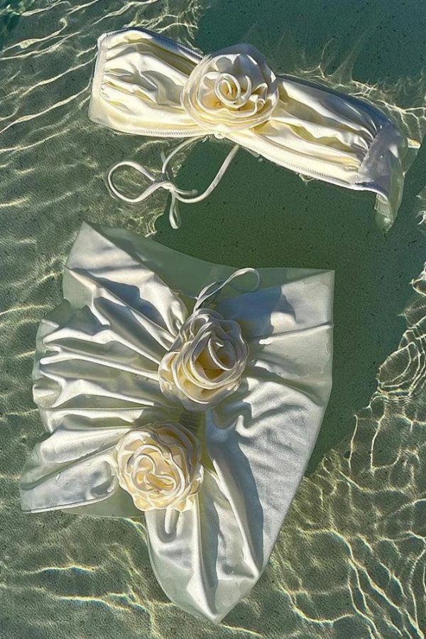 White Rose Three Piece Bikini Set