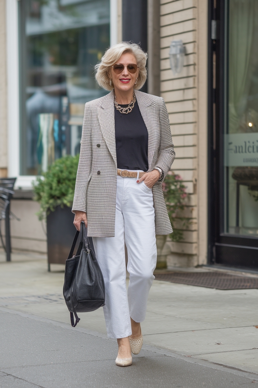 White Jeans Outfit for Women Over 50: Timeless Elegance outfit idea