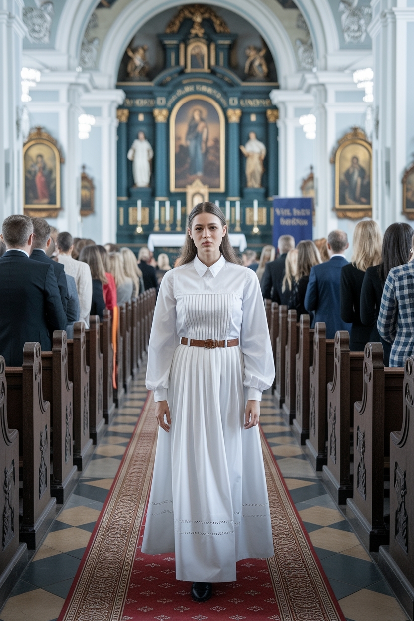 Chic White Longsleeves Outfit Women Church for Elegance outfit idea