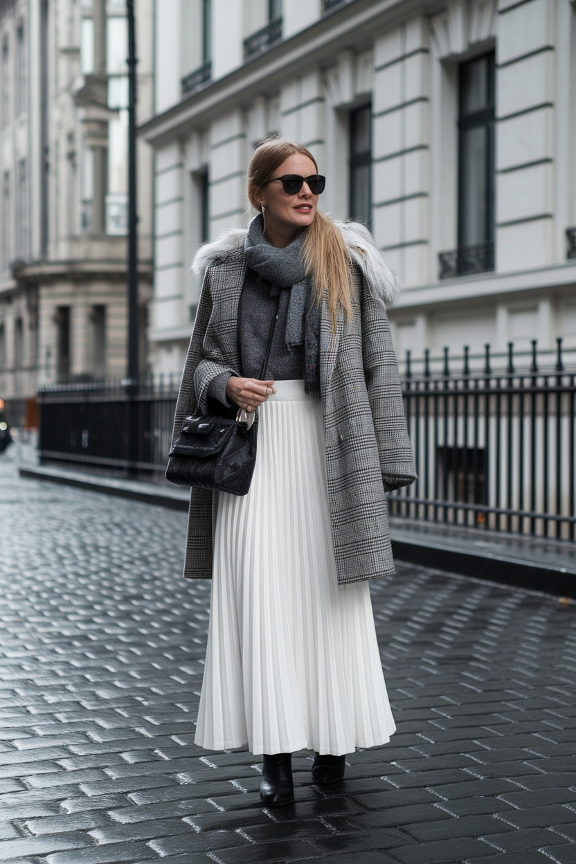 White Maxi Skirt Outfit Winter: Stay Warm in Style outfit idea