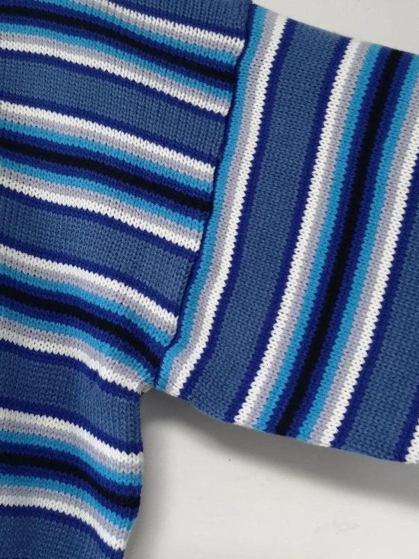 Wide Sleeved Striped Knitted Sweater