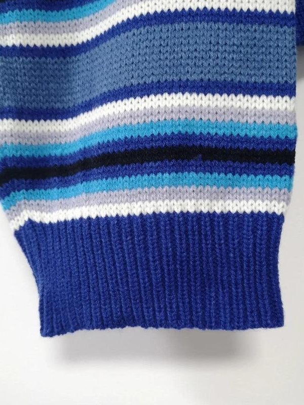 Wide Sleeved Striped Knitted Sweater