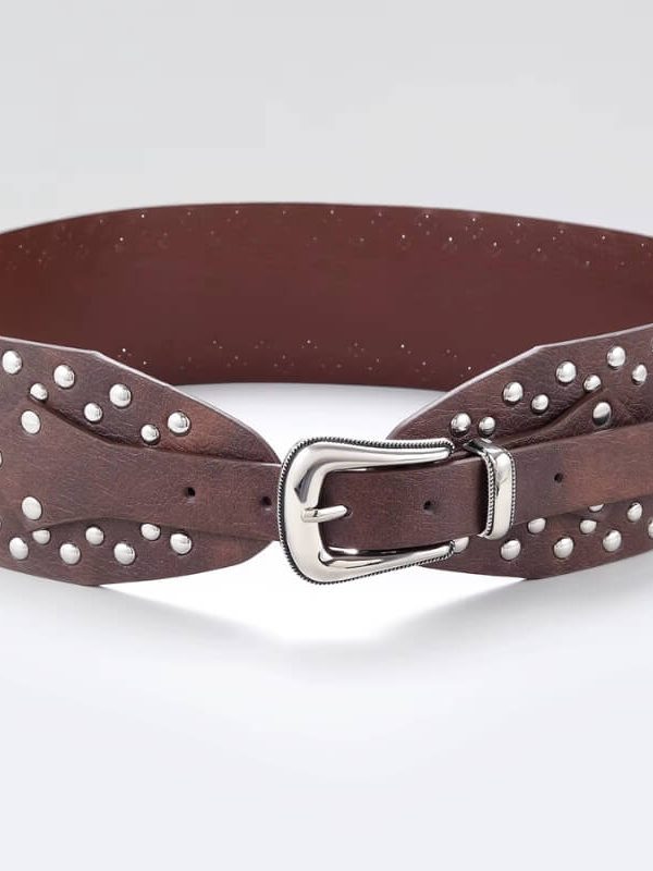 Wide Studded Western Belt