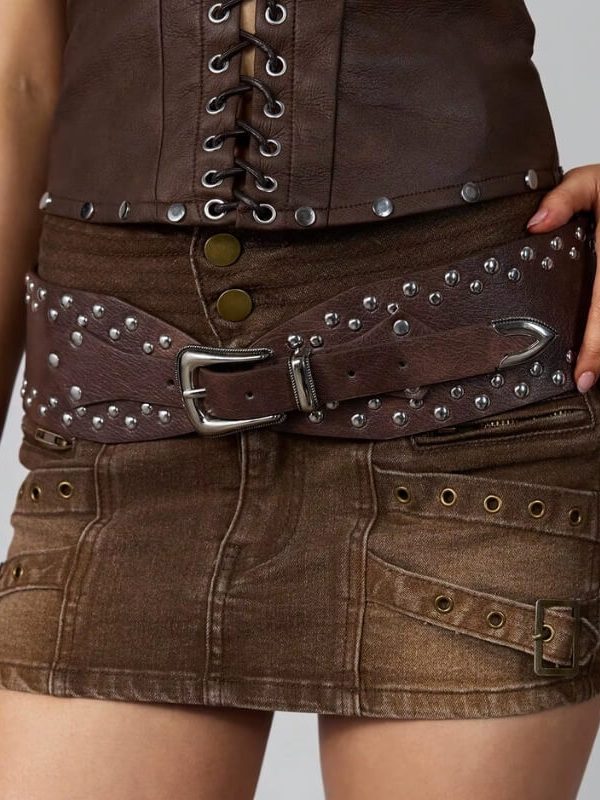 Wide Studded Western Belt