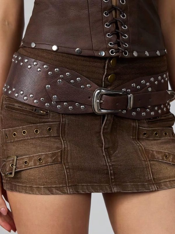 Wide Studded Western Belt