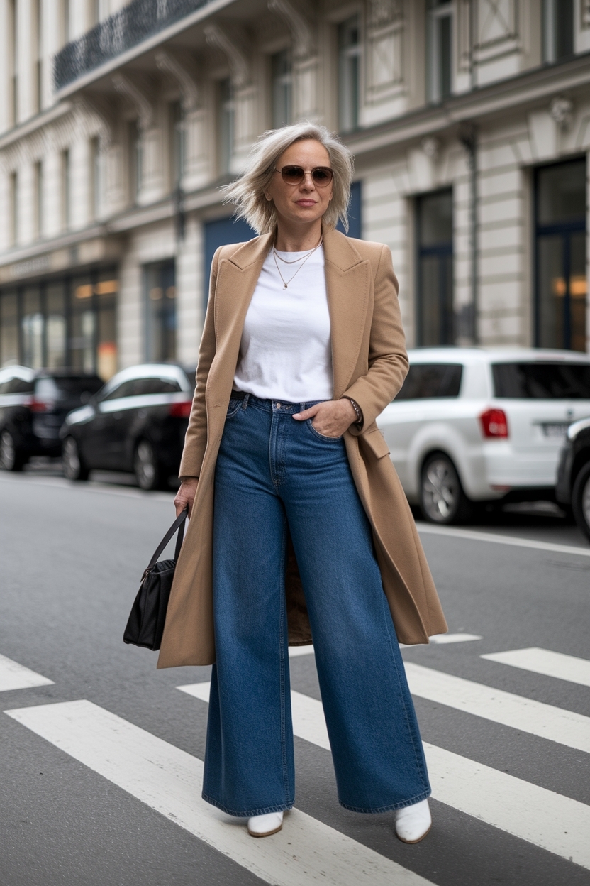 Wide Leg Jeans Outfit Over 40 Women: Styling Tips and Tricks outfit idea