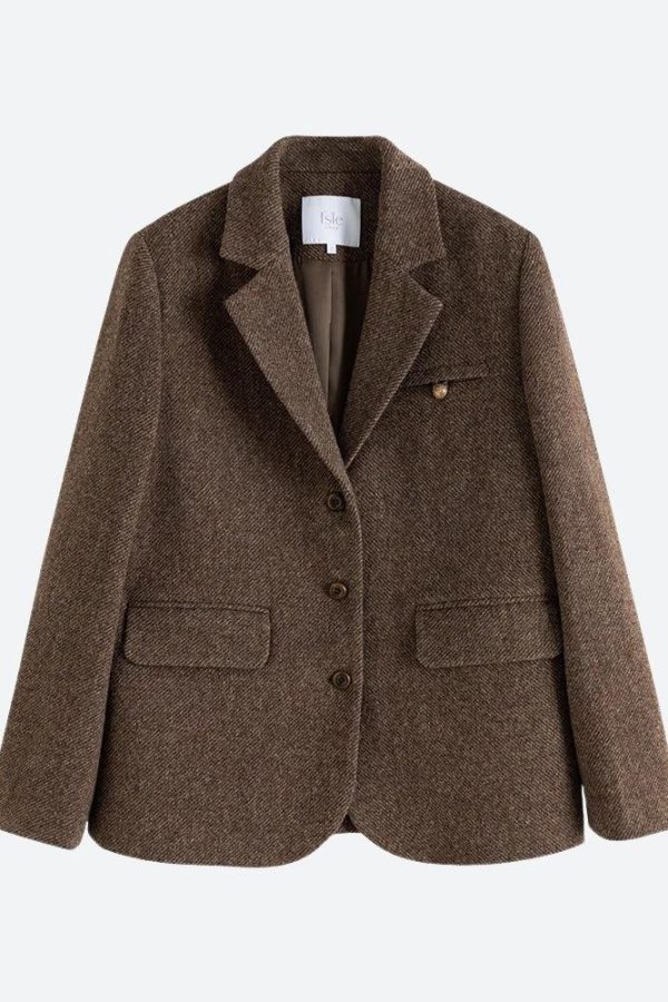 Wool Blazer Jacket & Mini Skirt Two Piece Set