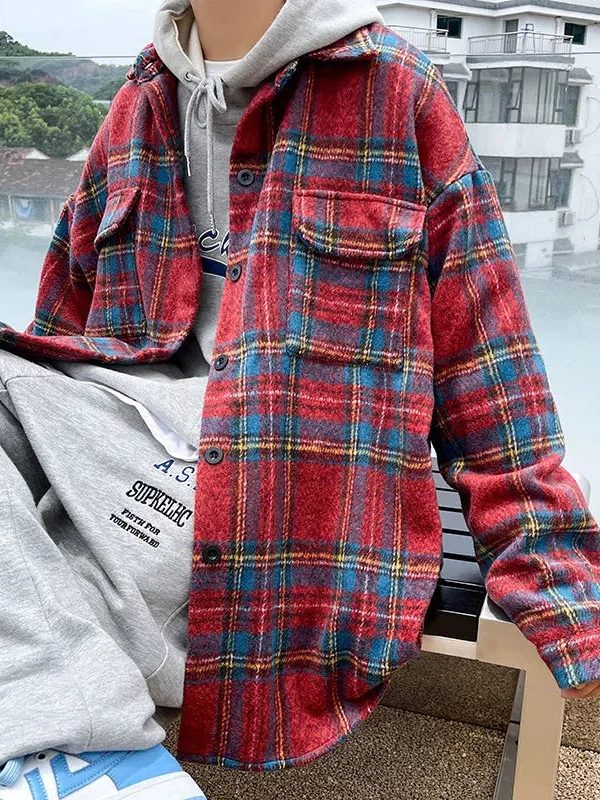 Wool Plaid Shirt Jacket