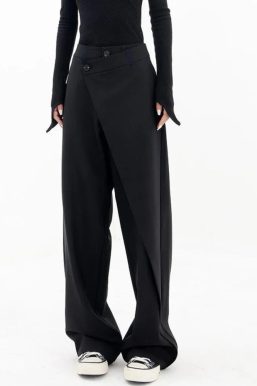 Wrap Front Wide Leg Pants