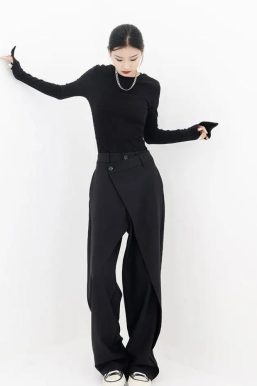 Wrap Front Wide Leg Pants