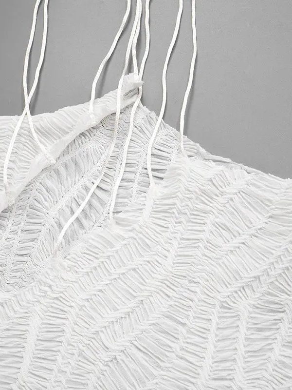 Wrinkled Lace Up Mini Dress