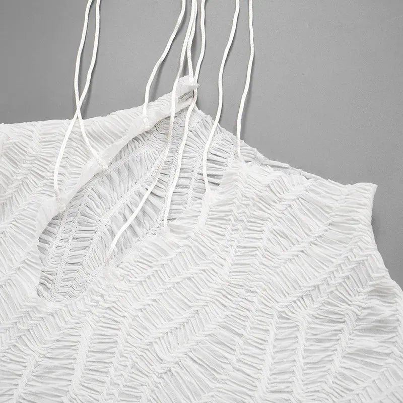 Wrinkled Lace Up Mini Dress Wrinkled Lace Up Mini Dress