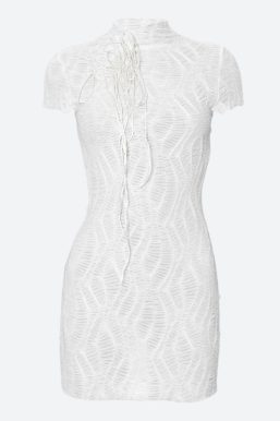 Wrinkled Lace Up Mini Dress