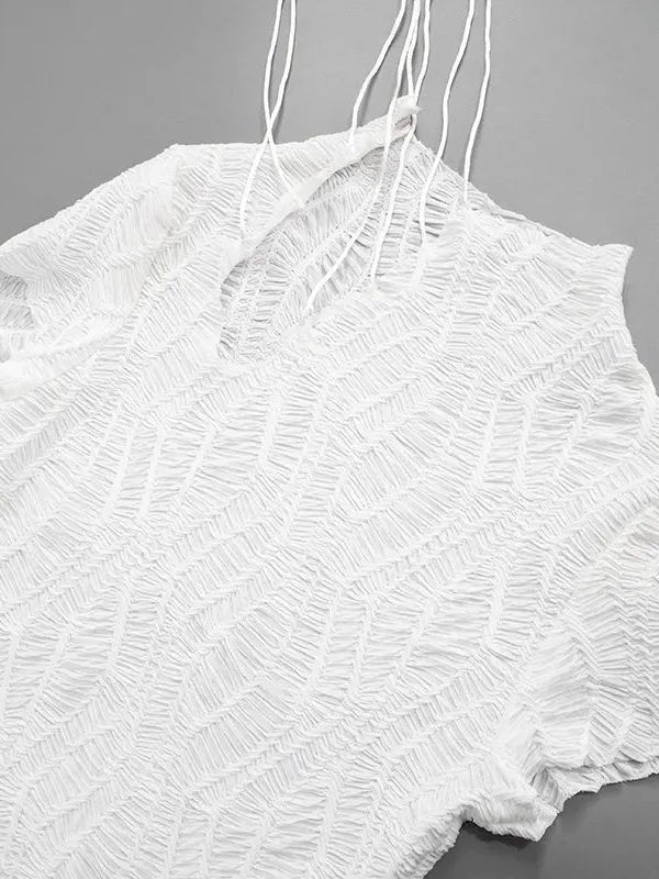 Wrinkled Lace Up Mini Dress