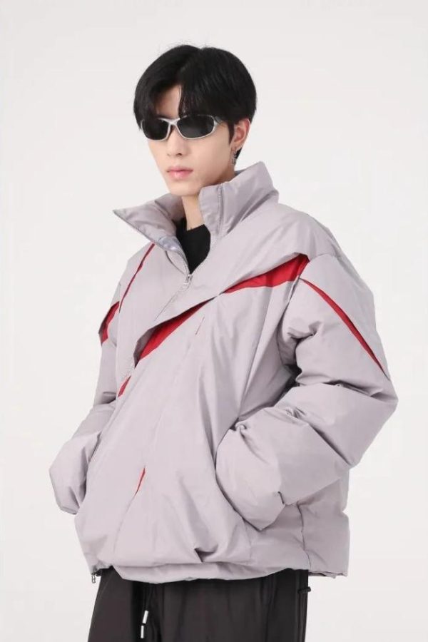 Y2K Asymmetrical Zipper Puffer Jacket