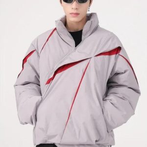 Y2K Asymmetrical Zipper Puffer Jacket