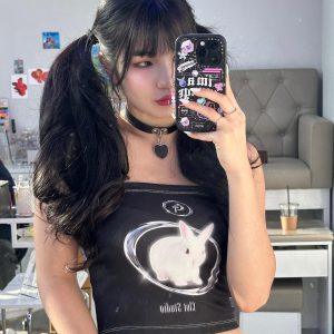 Y2K Bat Rabbit Tube Top