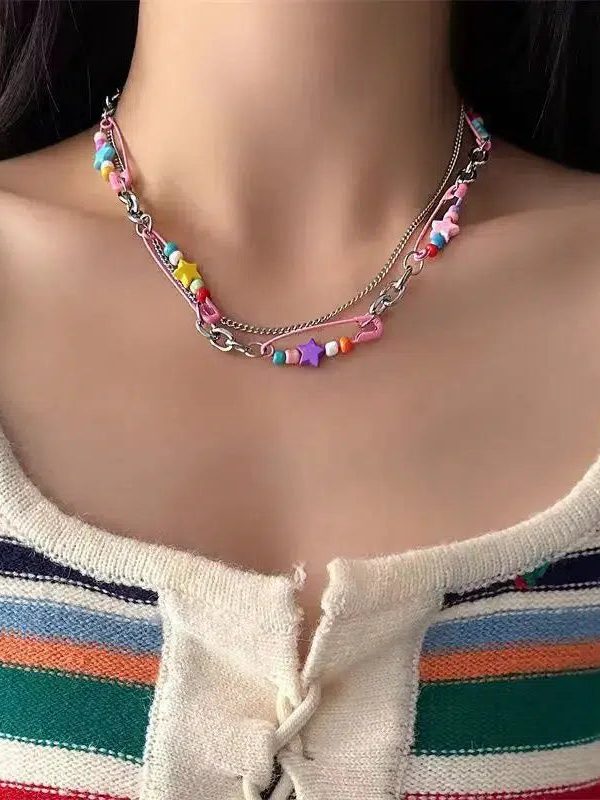 Y2K Beaded Pin Necklace