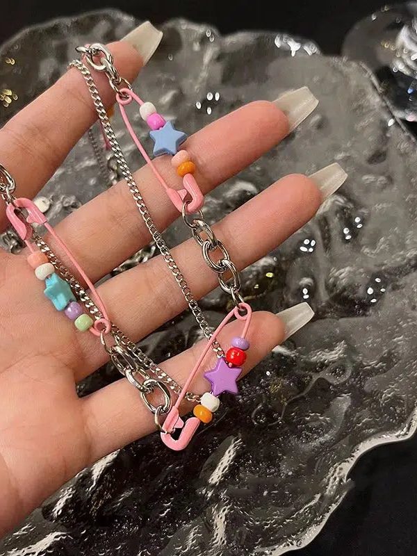Y2K Beaded Pin Necklace