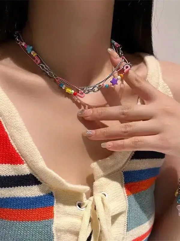 Y2K Beaded Pin Necklace