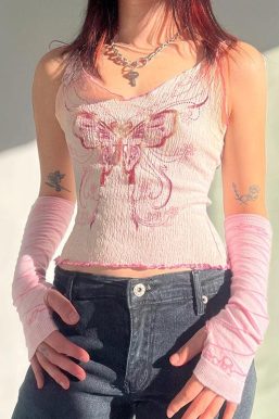 Y2K Butterfly Pink Crop Top