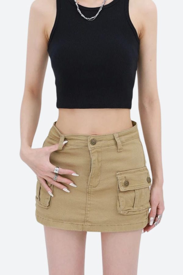 Y2K Cargo Denim Mini Skirt