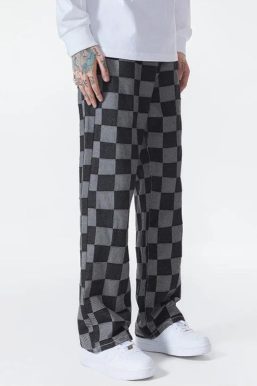 Y2K Checkered Black Pants