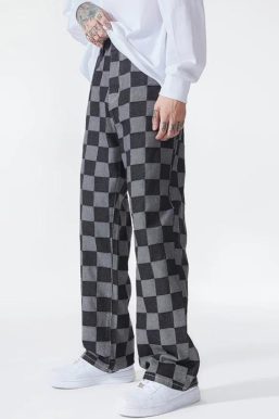 Y2K Checkered Black Pants