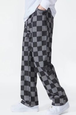 Y2K Checkered Black Pants