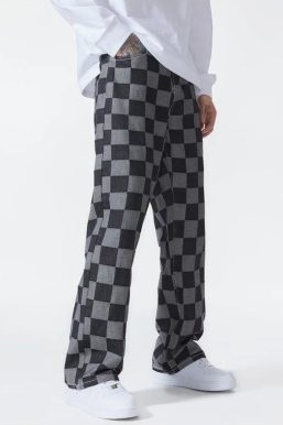 Y2K Checkered Black Pants