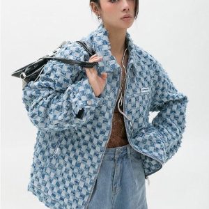 Y2K Checkered Zip Up Jacket