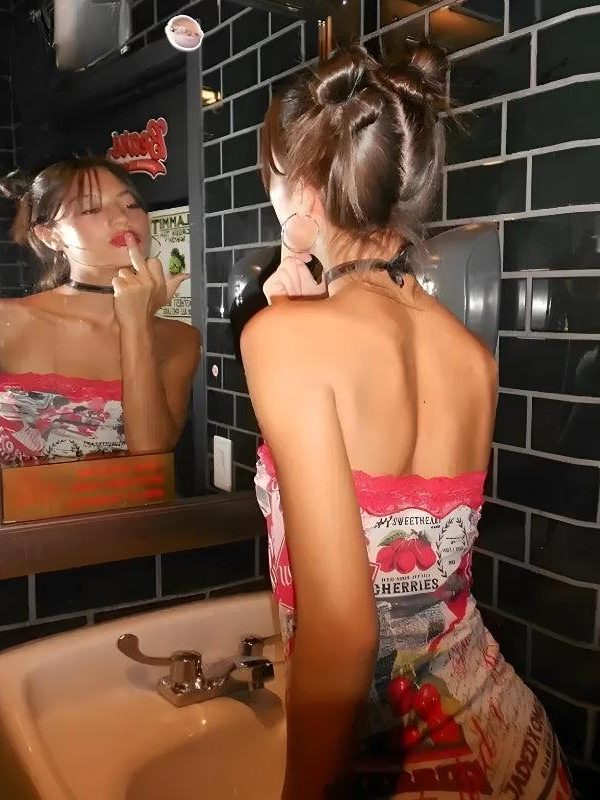 Y2K Cherry Slit Mini Dress