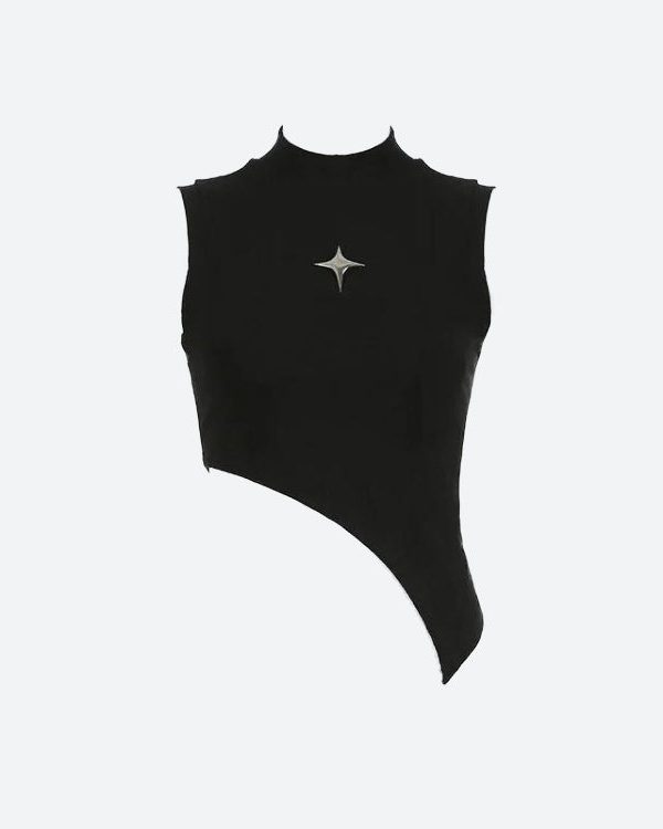 Y2K Corduroy Asymmetric Crop Top