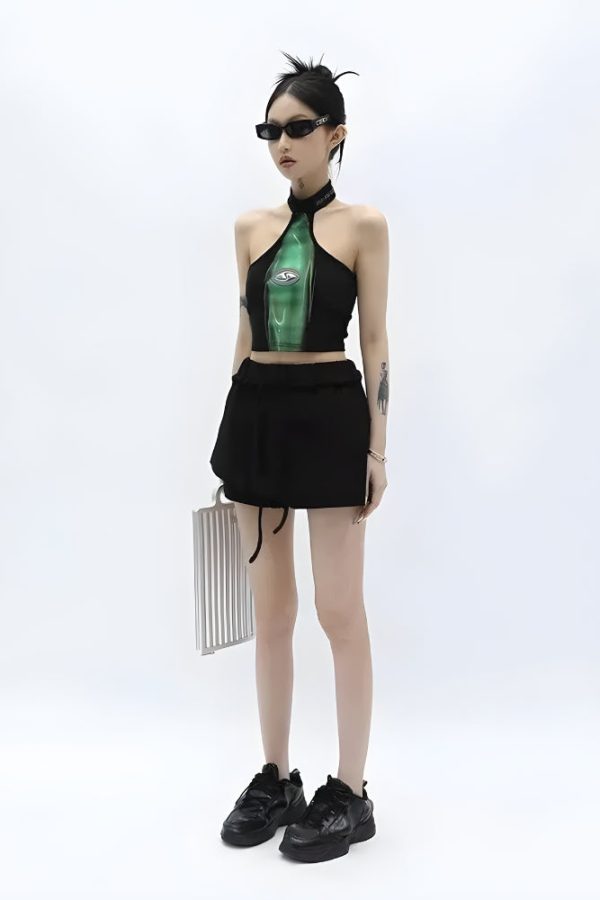 Y2K Cropped Halter Top