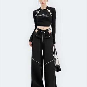 Y2K Cut Out Waist Pants