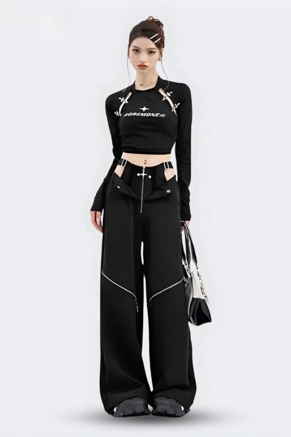 Y2K Cut Out Waist Pants