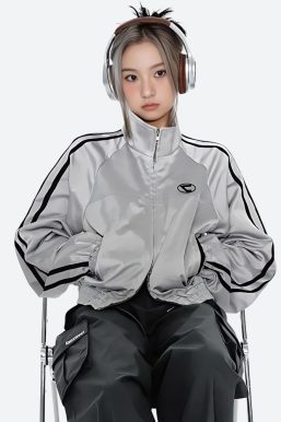 Y2K Cyberpunk Reflective Double Zip-Up Jacket