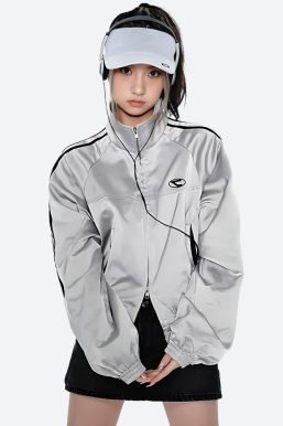 Y2K Cyberpunk Reflective Double Zip-Up Jacket