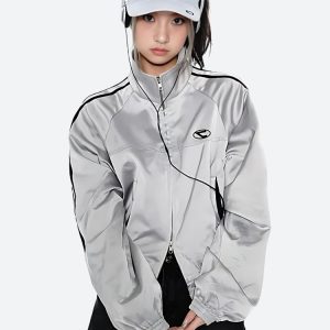 Y2K Cyberpunk Reflective Double Zip-Up Jacket