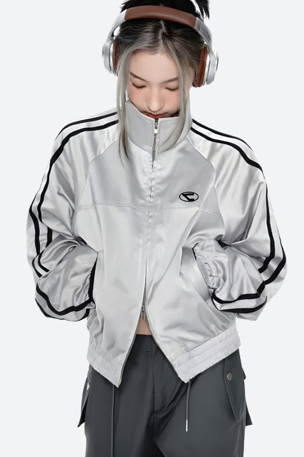 Y2K Cyberpunk Reflective Double Zip-Up Jacket