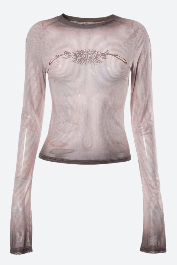 Y2K Cyberpunk Sigilism Sheer Top