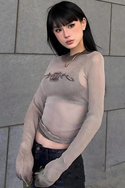 Y2K Cyberpunk Sigilism Sheer Top