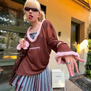 Y2K Deep Neck Sweater